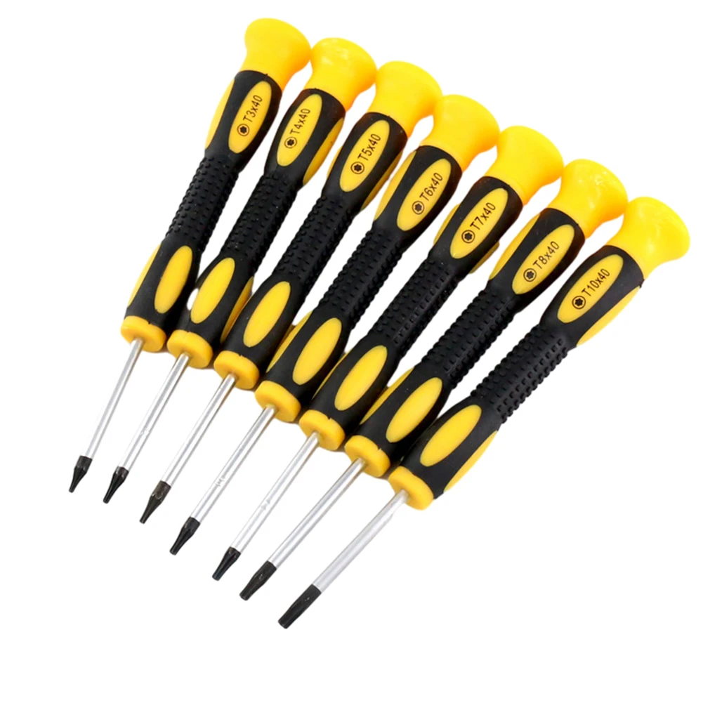 

7pcs Torx Screwdriver T3-T10H Hexagon Driver Bit W/ Hole Drill Bit For Mobile Phone Small Cutter Repairing Removal Hand Tools