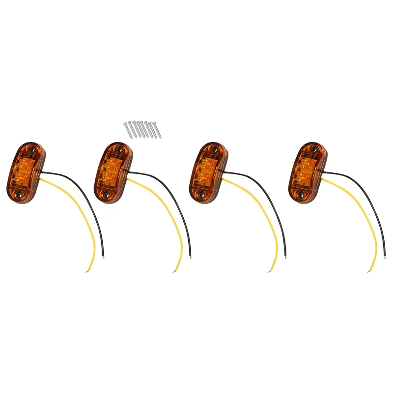 

4X Amber LED 2.5Inch 2 Diode Light Oval Clearance Trailer Truck Side Marker Lamp