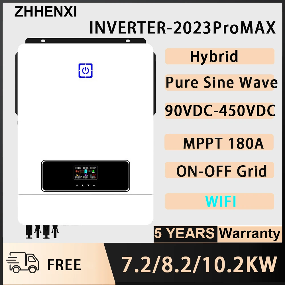 ZHHENXI Inverter 8.2KW 10.2KW ON OFF Grid Hybird Inverter 110V 220V MPPT 180A Pure Sine Wave Battery Solar Charger Controller
ZHHENXI Inverter 8.2KW 10.2KW ON OFF Grid Hybird Inverter 110V 220V MPPT 180A Pure Sine Wave Battery Solar Charger Controller