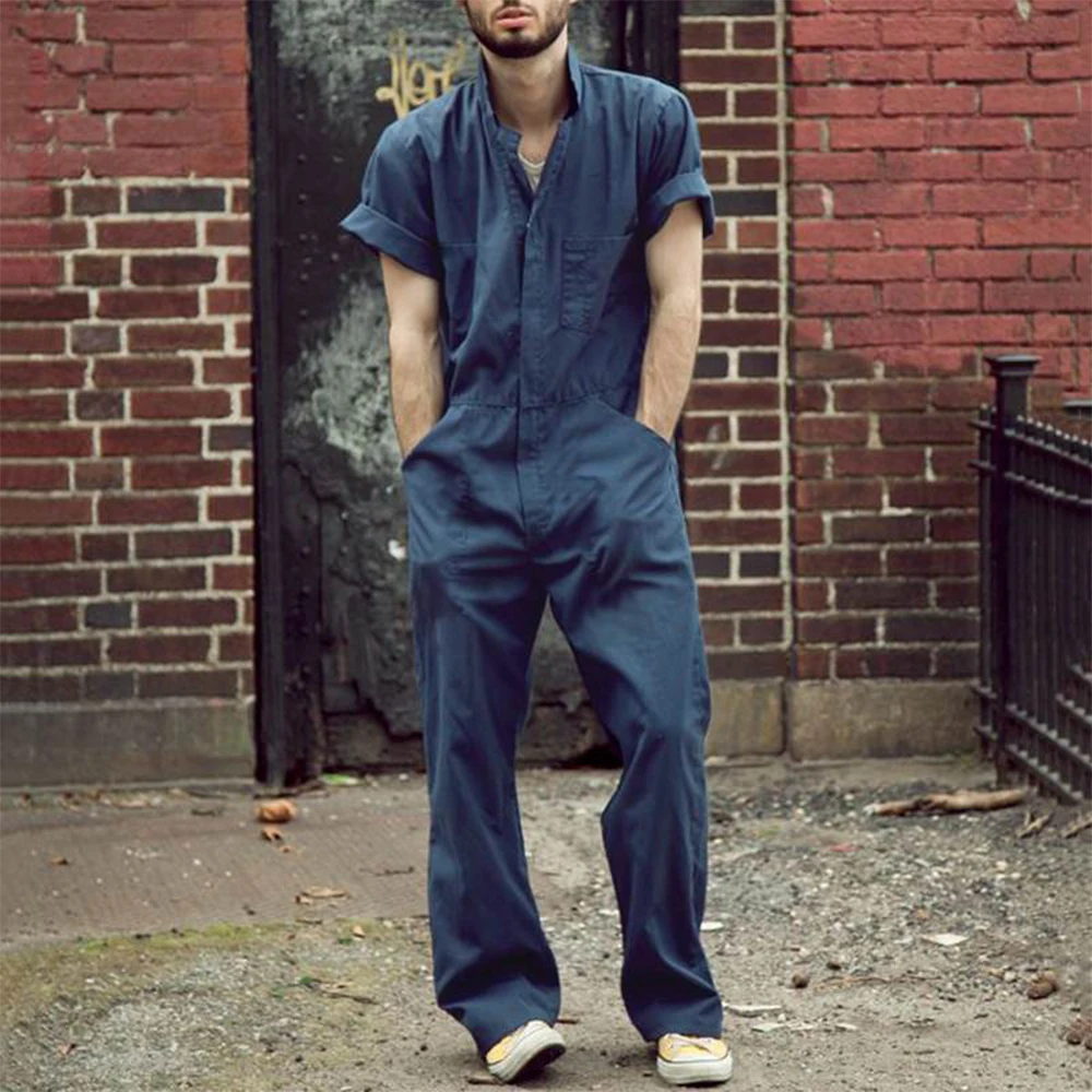 Fashion Short Sleeve Solid Color Overalls Pants Streetwear Zip Pocket Laper Jumpsuit Workwear Overalls Trousers Clothing For Men
Fashion Short Sleeve Solid Color Overalls Pants Streetwear Zip Pocket Laper Jumpsuit Workwear Overalls Trousers Clothing For Men