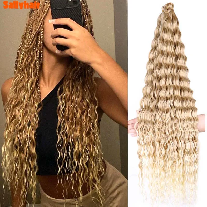 

Sallyhair Synthetic Deep Wave Twist Crochet Hair Natural Afro Curls Crochet Braids Ombre Braiding Hair 32" Extensions For Women