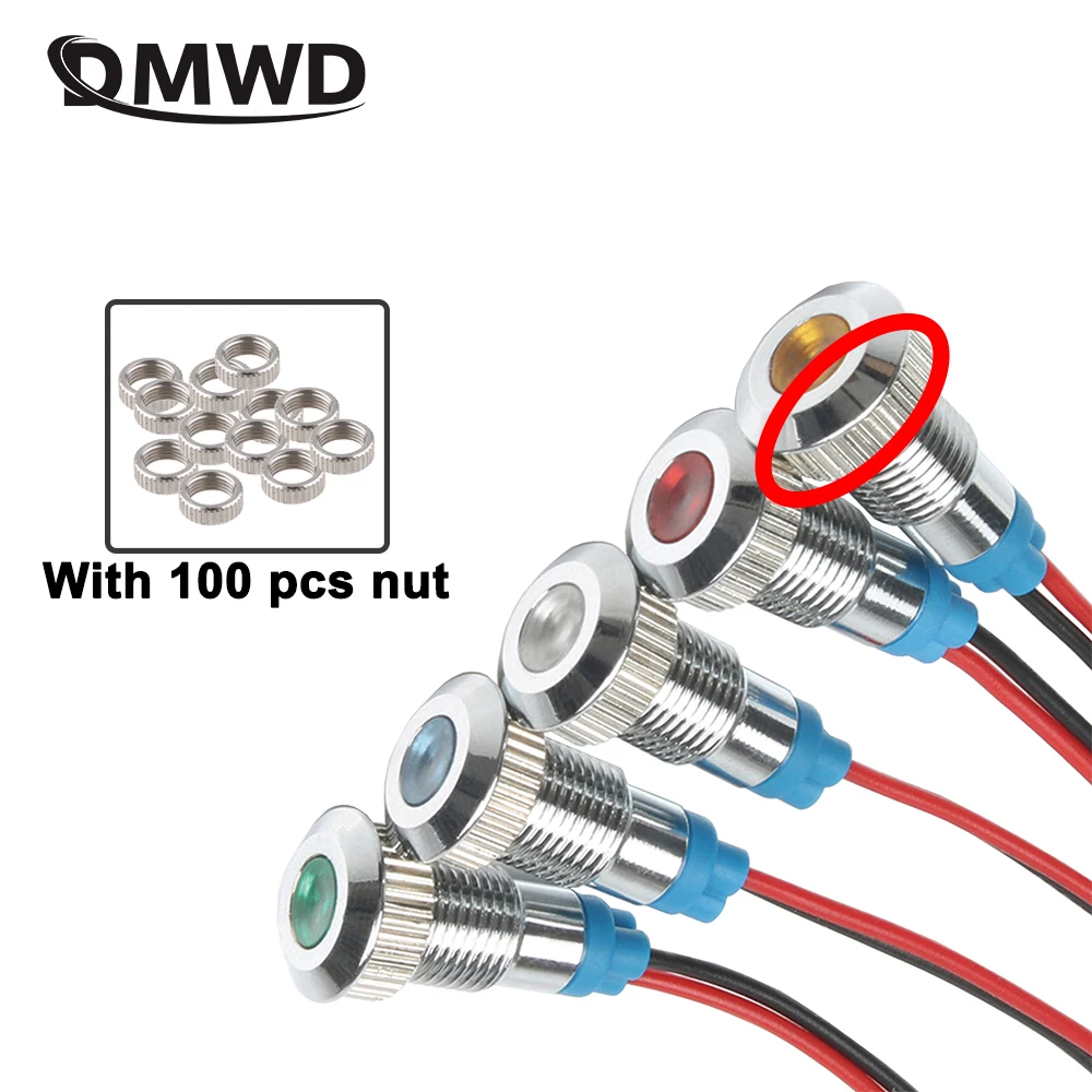 100pcs LED Metal Indicator Light 8mm Waterproof Signal Lamp Dot LIGHT With Wire Red Yellow Blue Green White Single/Double Color
100pcs LED Metal Indicator Light 8mm Waterproof Signal Lamp Dot LIGHT With Wire Red Yellow Blue Green White Single/Double Color