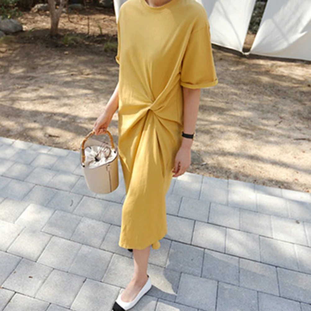 Casual Ruched Split Long Dresses Summer Female Plus Size Solid Color Maxi Dress Streetwear Short Sleeve Loose T Shirt Dress Robe
Casual Ruched Split Long Dresses Summer Female Plus Size Solid Color Maxi Dress Streetwear Short Sleeve Loose T Shirt Dress Robe