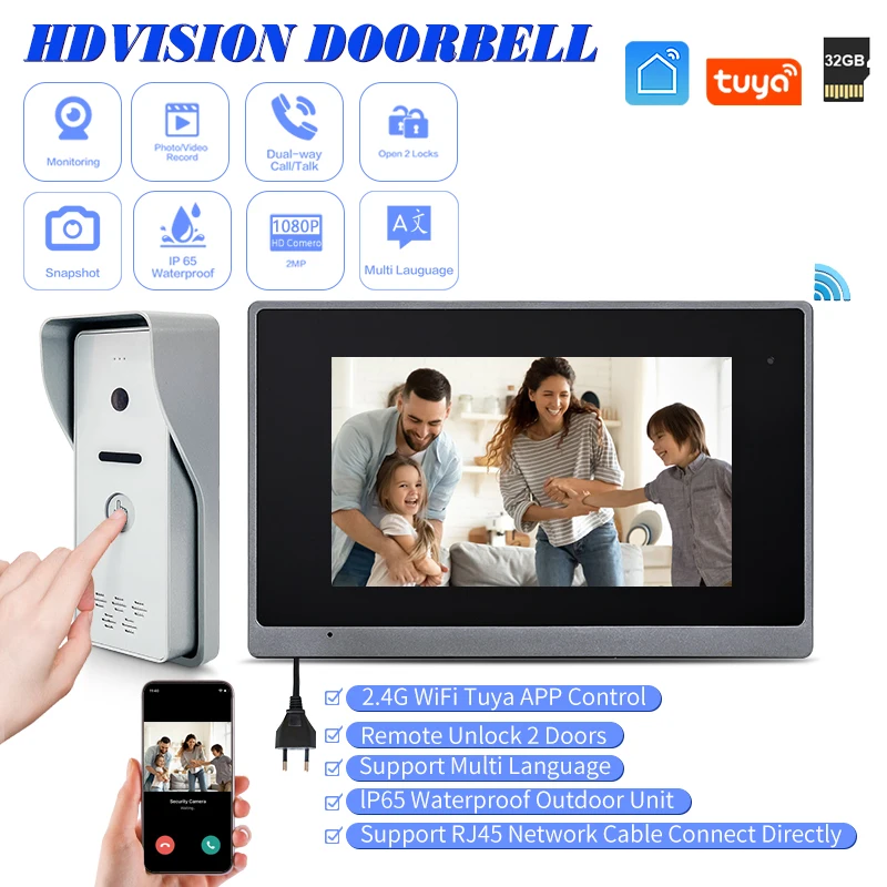 Hot Sales 7 Inch Wifi Tuya Wired Video Doorbell Intercom System Night Vision with Led Camera Door Phone
Hot Sales 7 Inch Wifi Tuya Wired Video Doorbell Intercom System Night Vision with Led Camera Door Phone