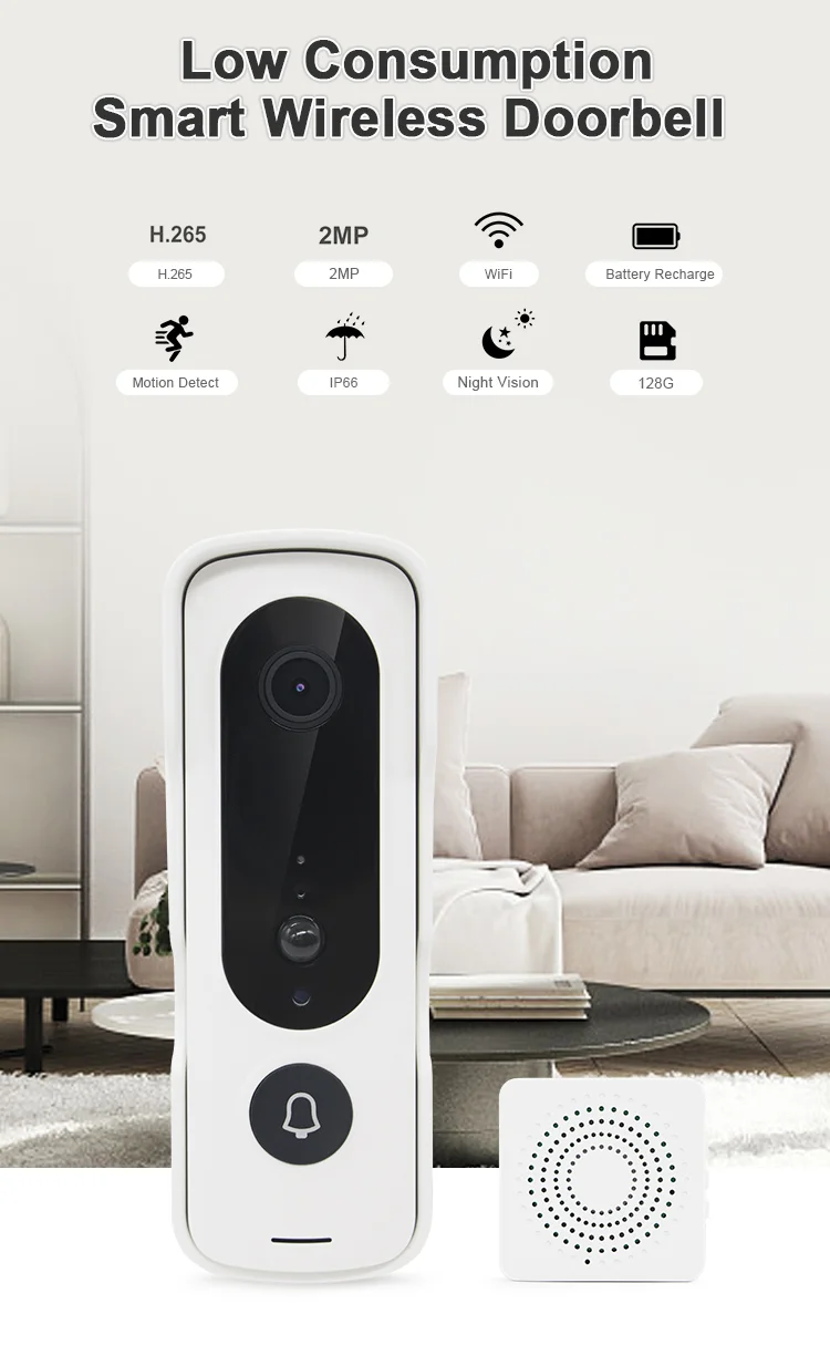 Low Consumption Tuya Wireless Video Doorbell 2 Way Audio Intercom Fast APP Notification,Support Night Vision Remote View
Low Consumption Tuya Wireless Video Doorbell 2 Way Audio Intercom Fast APP Notification,Support Night Vision Remote View
