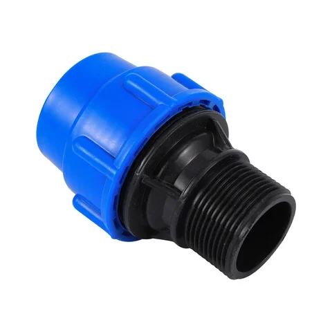 

Quick Joint PE Water Pipe 1/2" 3/4" 1"1.2" 1.5" Male Thread to ID 20/25/32/40/50mm Non Hot Melt Reducing Straight Connector Blue