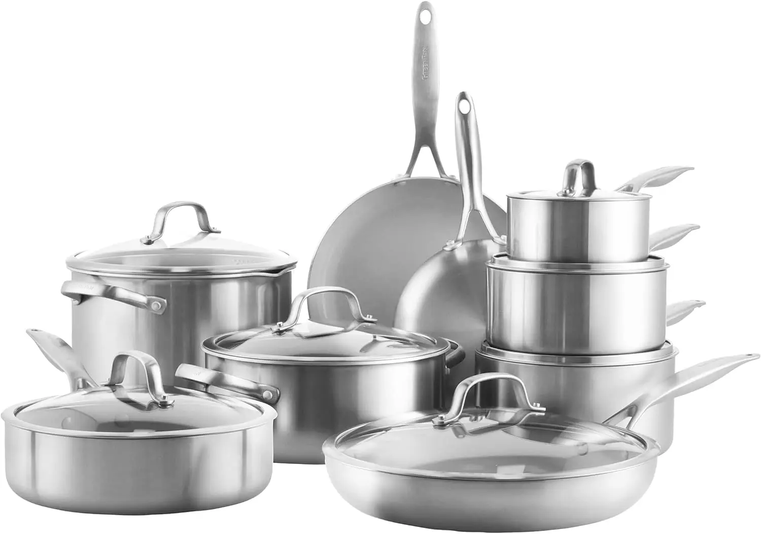 

Venice Pro Tri-Ply Stainless Steel Healthy Ceramic Nonstick, 16 Piece Cookware Pots and Pans Set, PFAS-Free, Multi Clad