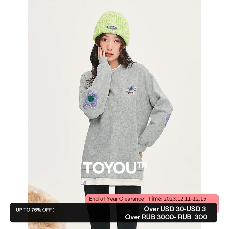 Toyouth Women Fake Two Piece Sweatshirt 2023 Autumn Long Sleeve O Neck Loose Hoodie 3D Flower Embroidery Casual Gray Navy Tops
Toyouth Women Fake Two Piece Sweatshirt 2023 Autumn Long Sleeve O Neck Loose Hoodie 3D Flower Embroidery Casual Gray Navy Tops