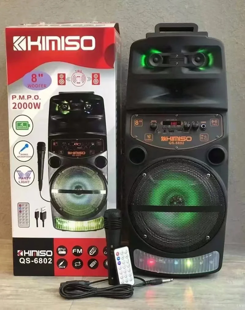 2000W Peak Power Bluetooth Speaker 8-inch Outdoor Subwoofer Karaoke Portable Radio FM Speaker With LED lights mic Caixa De Som
2000W Peak Power Bluetooth Speaker 8-inch Outdoor Subwoofer Karaoke Portable Radio FM Speaker With LED lights mic Caixa De Som
