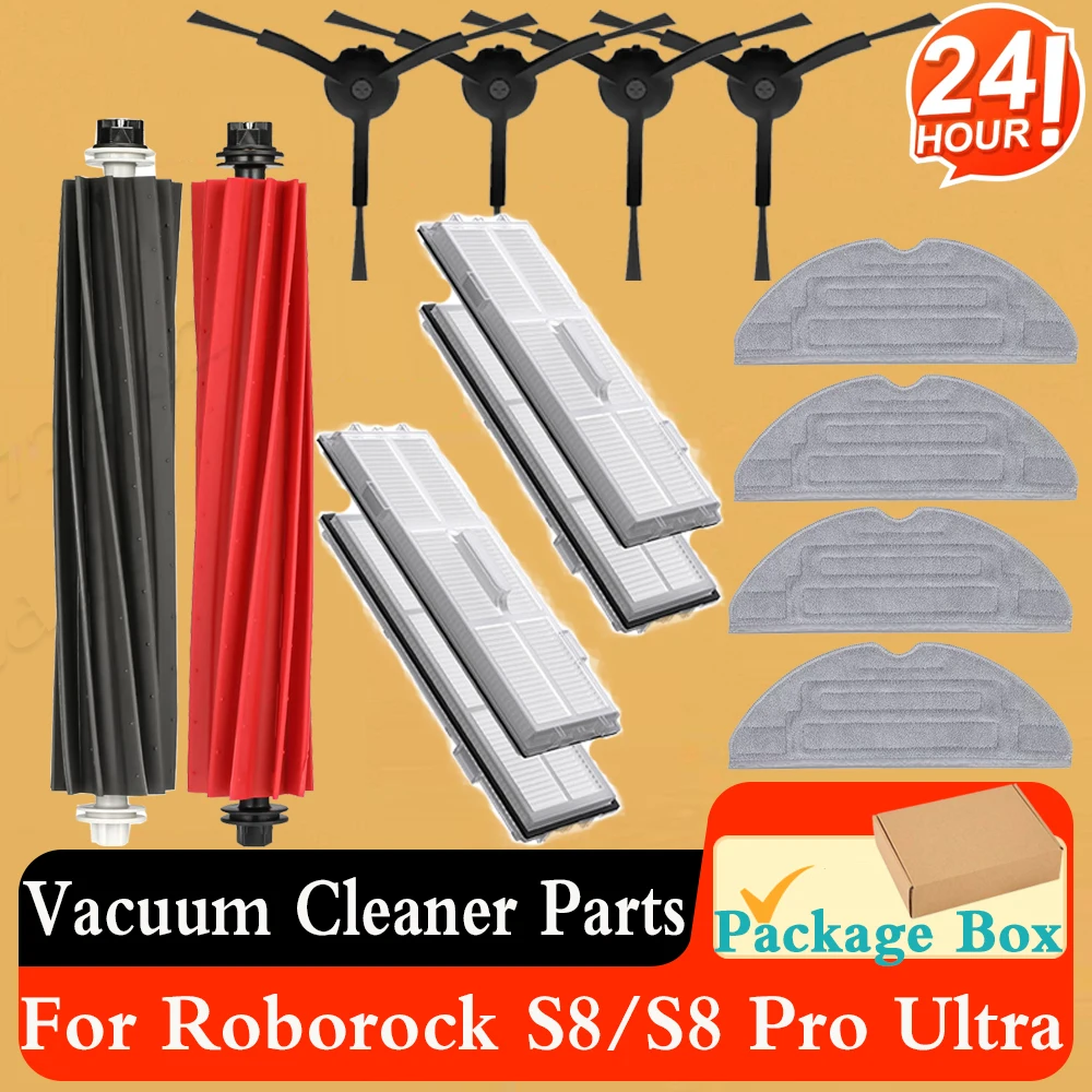 

For Roborock S8 Accessories S8 Pro Ultra S8+ DuoRoller Main Side Brushes Mop Cloths HEPA Filters Dust Bags Vacuum Spare Parts