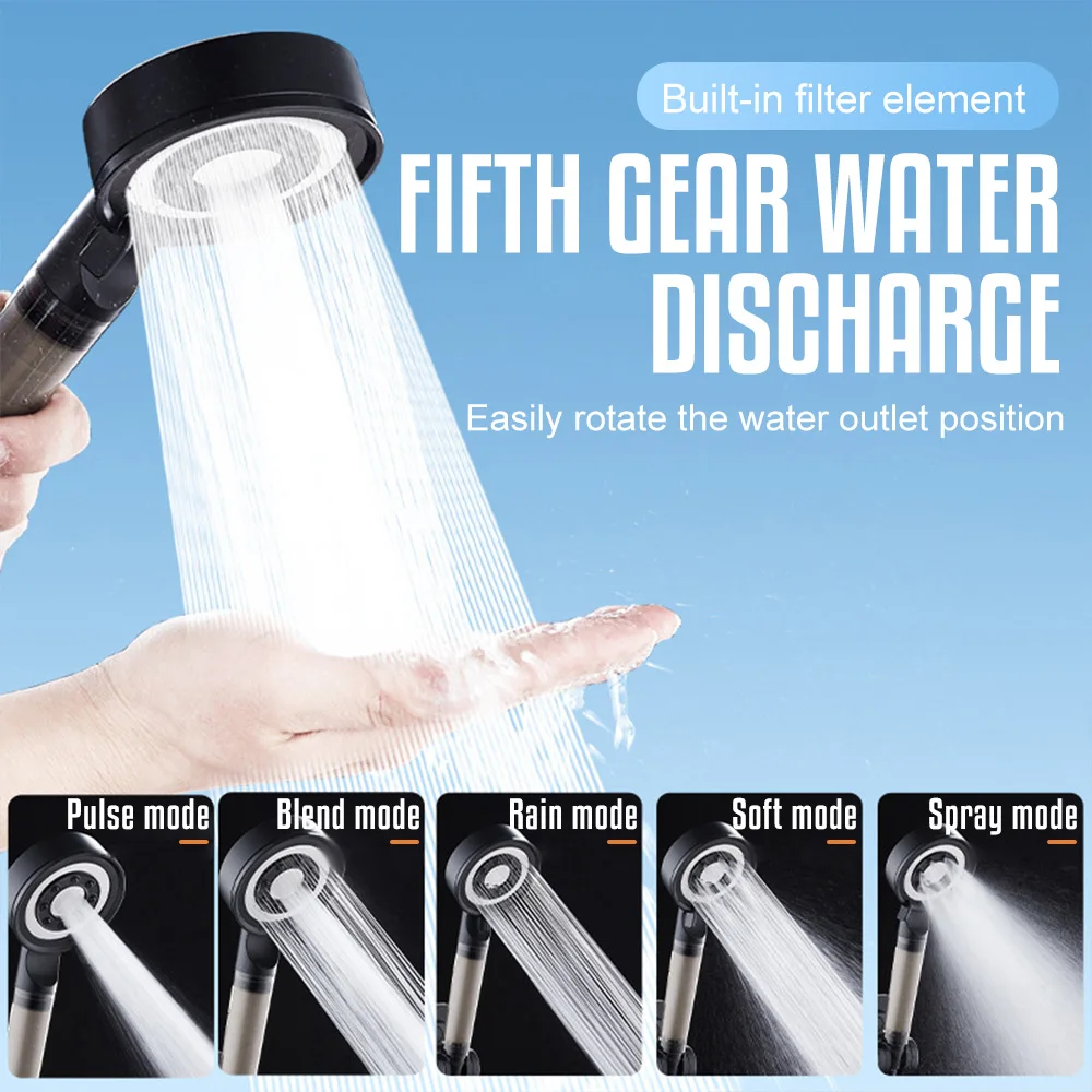 

High Pressure Shower Head 5 Modes Water Saving Nozzle Powerful Pressurized Spa Handheld Shower Head Bathroom Accessories
