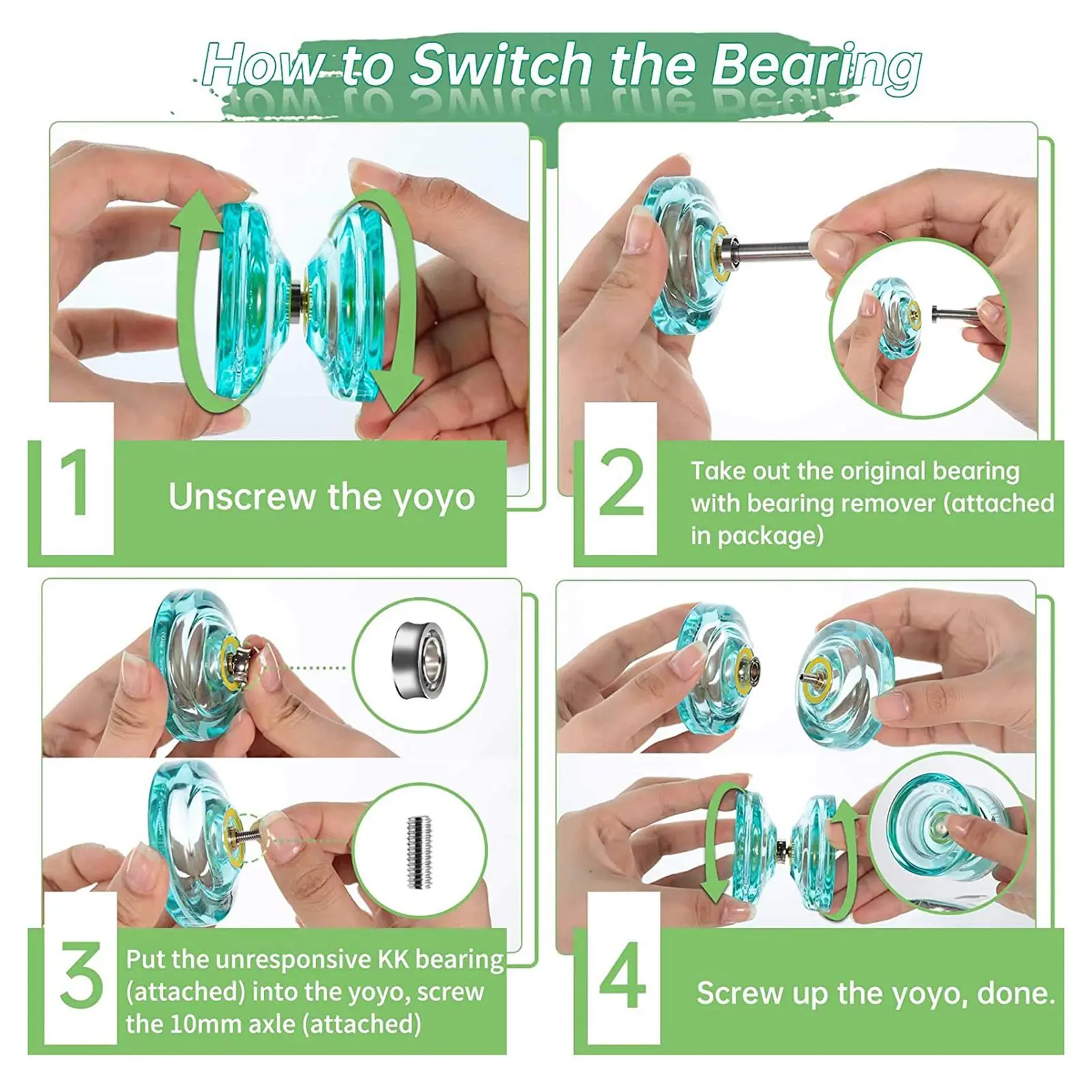 MAGICYOYO K2 Plus, кристально чувствительный йо-йо, двухцелевой йо-йо с заменяемым нечувствительным подшипником для промежуточного, зеленого цвета
MAGICYOYO K2 Plus, кристально чувствительный йо-йо, двухцелевой йо-йо с заменяемым нечувствительным подшипником для промежуточного, зеленого цвета