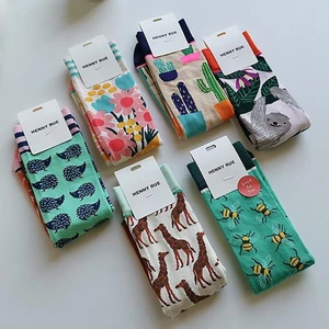 Модные цветные осенне-зимние чулки, женские носки, хлопковые носки Slothsi с изображением ежика, индивидуальные прямые модные носки