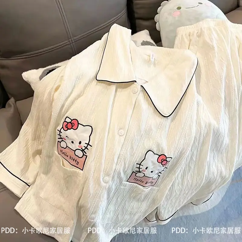 Мультяшная кавайная футболка HELLO KITTY Sanrio с длинным рукавом и принтом в виде сердца для девушек летняя Пижама женский домашний костюм подарок для девочки
Мультяшная кавайная футболка HELLO KITTY Sanrio с длинным рукавом и принтом в виде сердца для девушек летняя Пижама женский домашний костюм подарок для девочки