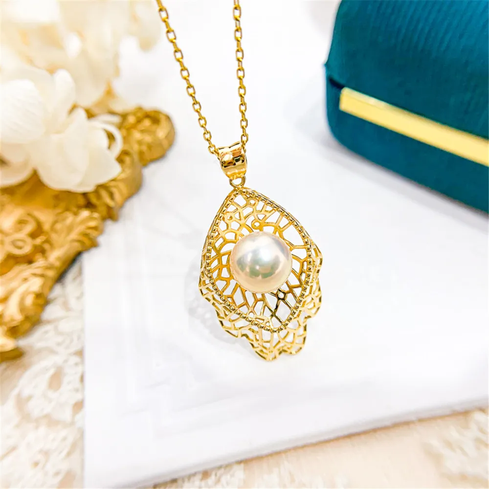 DIY Pearl Accessories S925 Sterling Silver Pendant Empty Holder K Gold Jade Necklace Pendant with 8-10mm Beads
DIY Pearl Accessories S925 Sterling Silver Pendant Empty Holder K Gold Jade Necklace Pendant with 8-10mm Beads