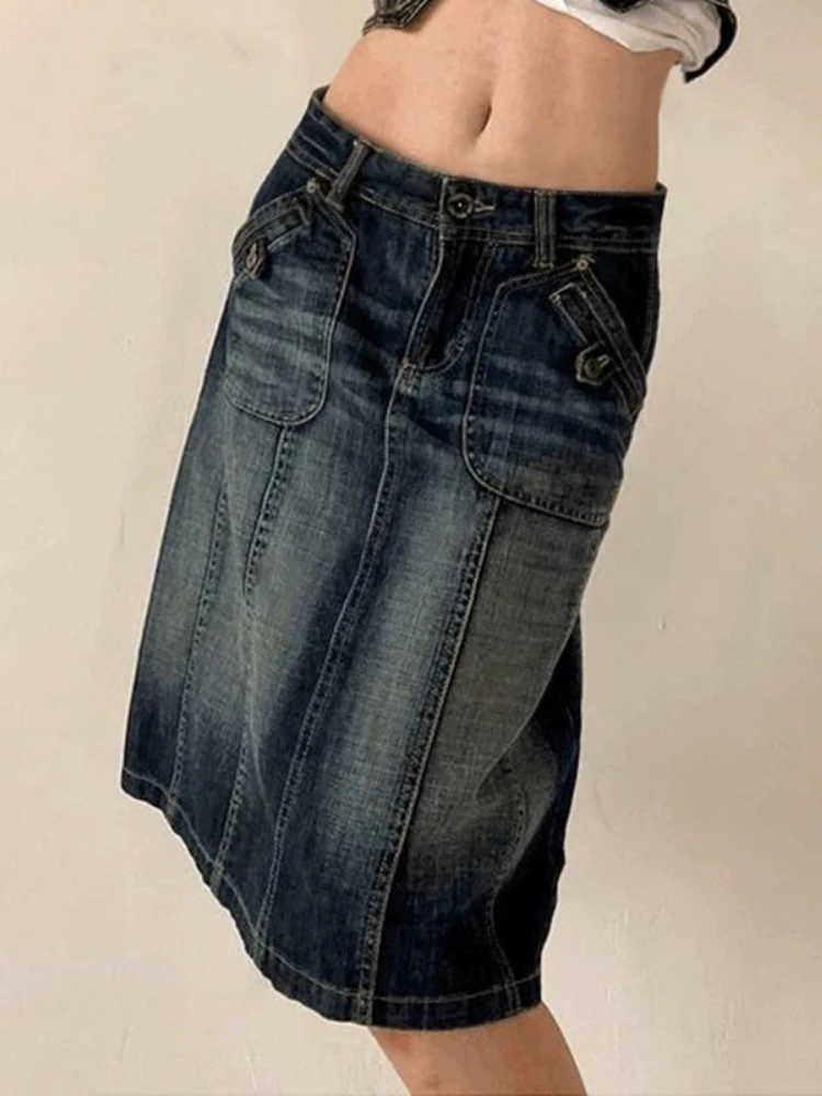 2023 Retro Style Women Dress Spicy Girls Low Rise A-line Mid Length Skirt Y2k Vintage Cargo Pocket Vintage Denim Skirt Harajuku
2023 Retro Style Women Dress Spicy Girls Low Rise A-line Mid Length Skirt Y2k Vintage Cargo Pocket Vintage Denim Skirt Harajuku