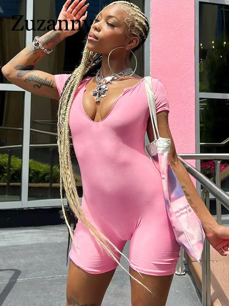 Zuzanny Short Sleeve Cut Out Backless Rompers Women Sexy Deep V Playsuits Street Fashion Skinny Casual Jumpsuit 2023 Summer
Zuzanny Short Sleeve Cut Out Backless Rompers Women Sexy Deep V Playsuits Street Fashion Skinny Casual Jumpsuit 2023 Summer