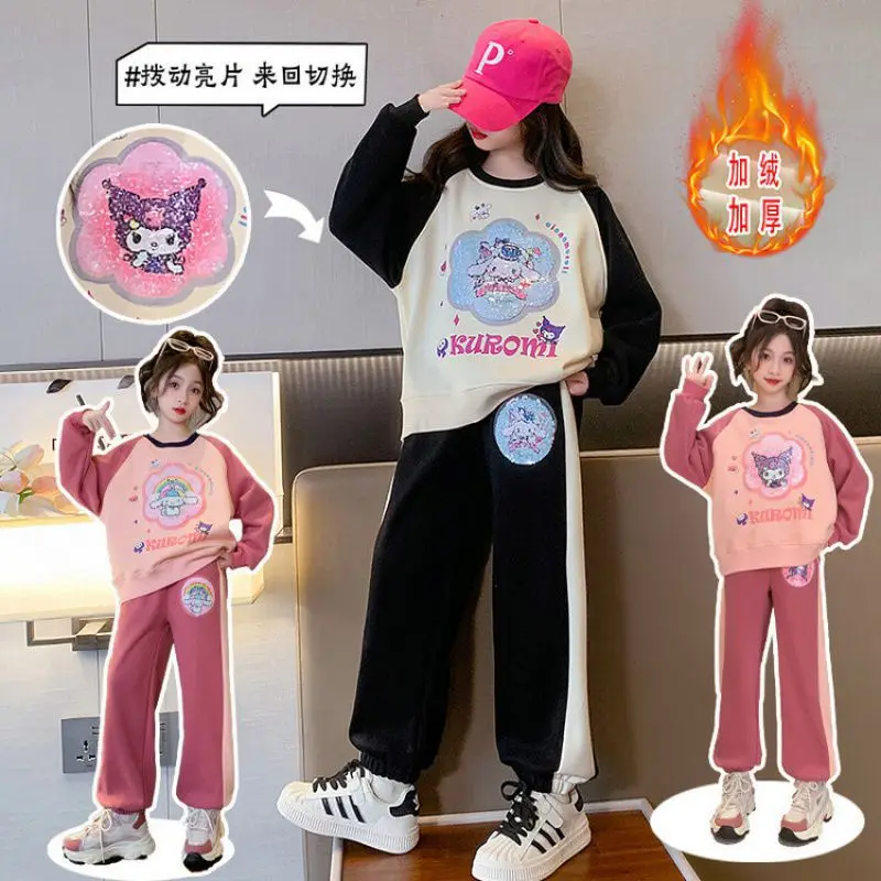 New Sanrio Sweatshirt Set Autumn and Winter Cartoon Anime Pure Cotton Kuromi Cinnamoroll Sequined Plus Velvet Casual 2-Piece Set
New Sanrio Sweatshirt Set Autumn and Winter Cartoon Anime Pure Cotton Kuromi Cinnamoroll Sequined Plus Velvet Casual 2-Piece Set