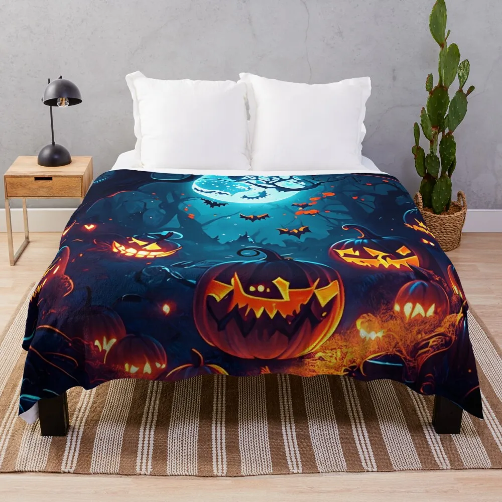 Enchanted full moon night: glowing pumpkins in the forest Throw Blanket Personalized Gift Sofa Blanket Tourist Blanket
Enchanted full moon night: glowing pumpkins in the forest Throw Blanket Personalized Gift Sofa Blanket Tourist Blanket