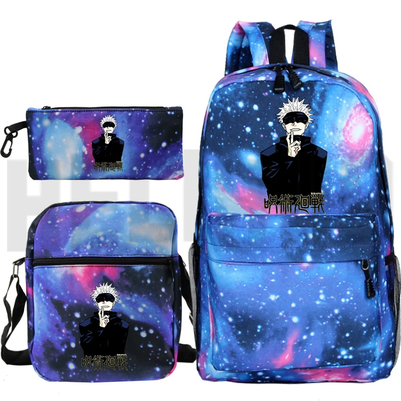 

2021 crianças sac a dos japão anime jujutsu kaisen mochila homens plecak preto zíper saco pacote de ombro bookbag lápis mochila