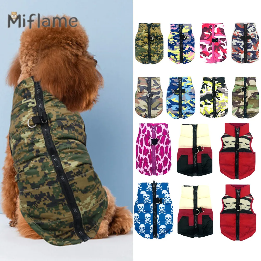 

Miflame Winter Thickened Dog Clothes Teddy Schnauzer Pomeranian Autumn New Cotton Jacket Vest Multicolor Camouflage Pet Clothing