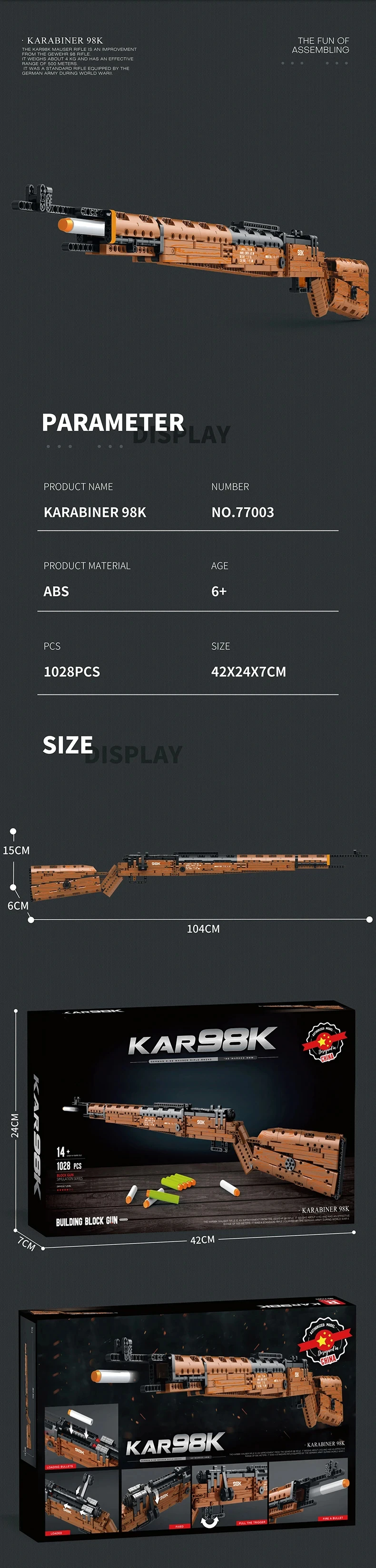 1028PCS Kar98K Building Block Model Can Shoot Heavy Sniper Rifle Assemble Bricks WW2 Weapons Series Children's Educational Toys 1028PCS Kar98K Building Block Model Can Shoot Heavy Sniper Rifle Assemble Bricks WW2 Weapons Series Children's Educational Toys