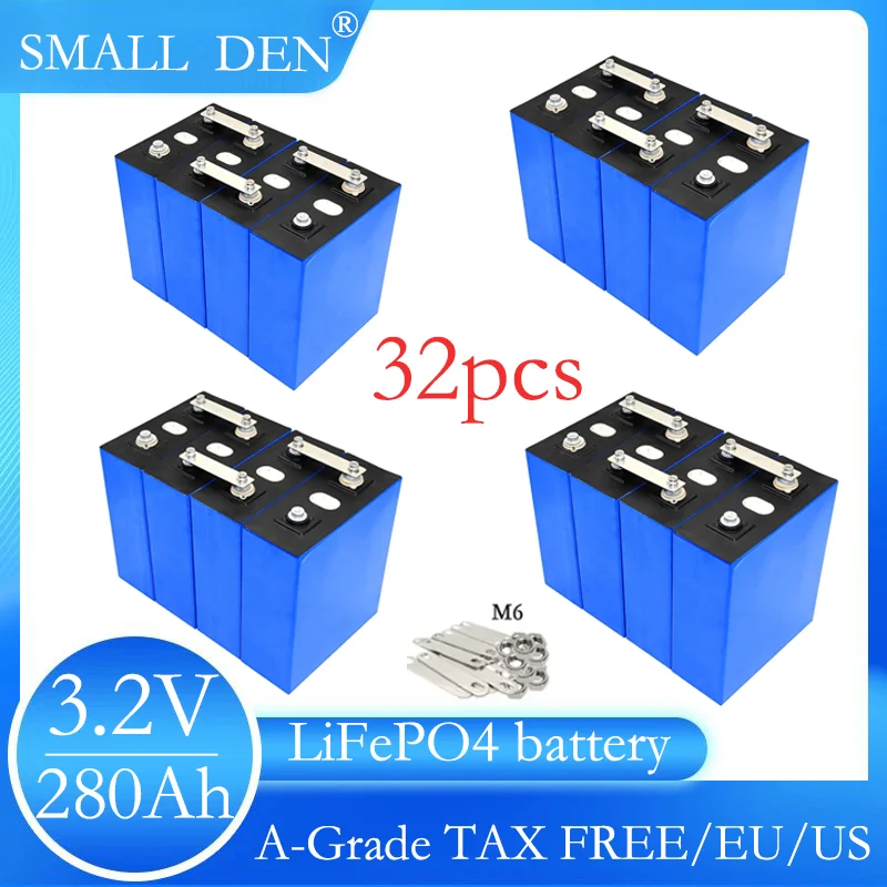 32pcs 3.2v 280Ah Lifepo4 Rechargeable Battery Lithium Iron Phosphate Solar Cell 12v 24v 36v Cell Tax
32pcs 3.2v 280Ah Lifepo4 Rechargeable Battery Lithium Iron Phosphate Solar Cell 12v 24v 36v Cell Tax