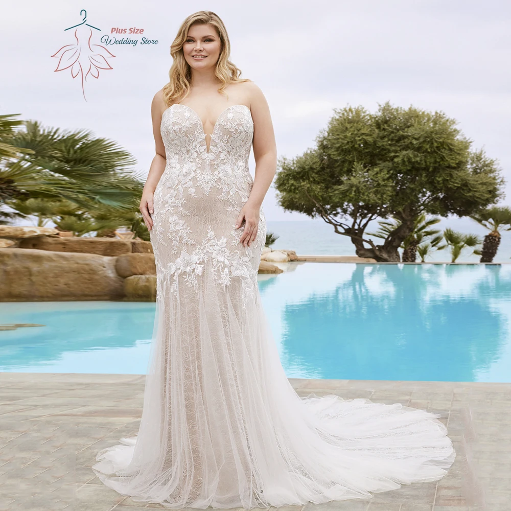 Classic Sweetheart Neck Wedding Dresses For Women Plus Size Lace Bride Gowns Appliques Sweep Train Mermaid Vestido De Novia
Classic Sweetheart Neck Wedding Dresses For Women Plus Size Lace Bride Gowns Appliques Sweep Train Mermaid Vestido De Novia