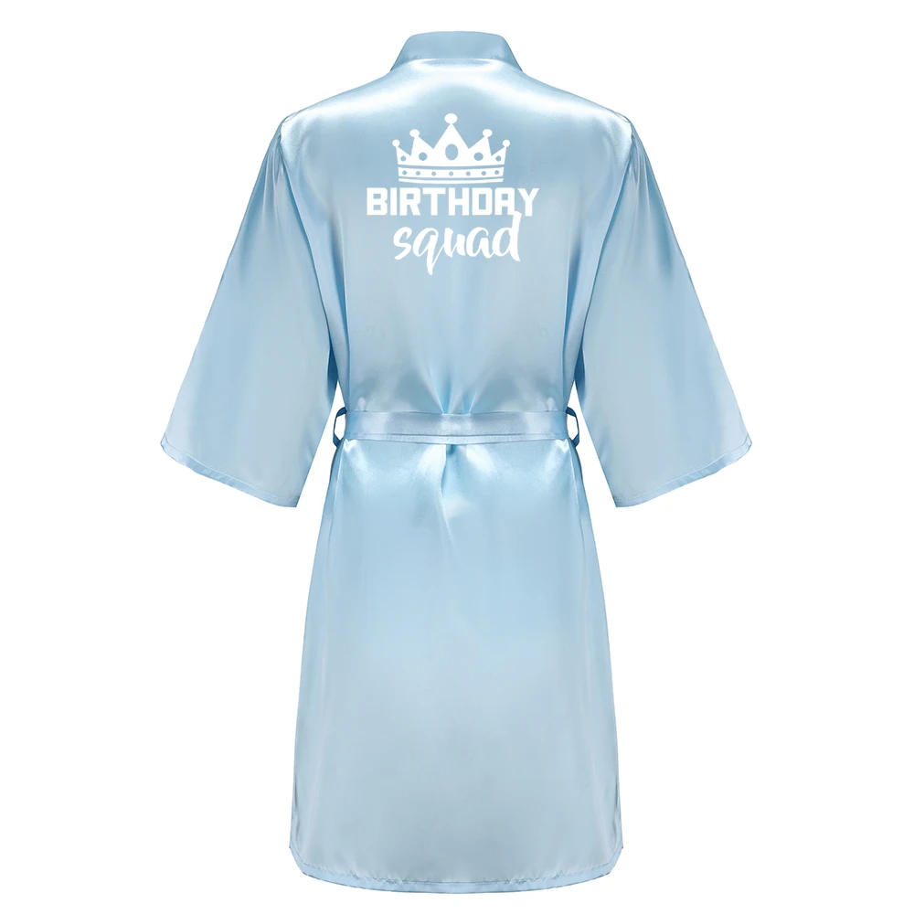 Birthday Party Queen Squad Robes Satin Pajamas Dressing Gown White Writing Kimono Rose Gold Bathrobe Birthday Party Queen Squad Robes Satin Pajamas Dressing Gown White Writing Kimono Rose Gold Bathrobe