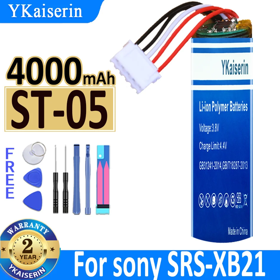 YKaiserin 4000mAh ST-05 ST-05S Battery for Sony SRS-XB21 Large Capacity Bateria Warranty One Year
YKaiserin 4000mAh ST-05 ST-05S Battery for Sony SRS-XB21 Large Capacity Bateria Warranty One Year