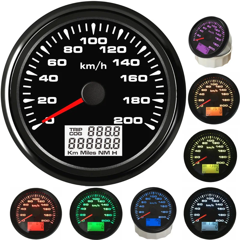 

High Quality 85mm GPS Speedometers 0-200Km/H Lcd Waterproof Speed Odometers Speed Mileometers Trip Gauges Cog for Auto Boat Rv