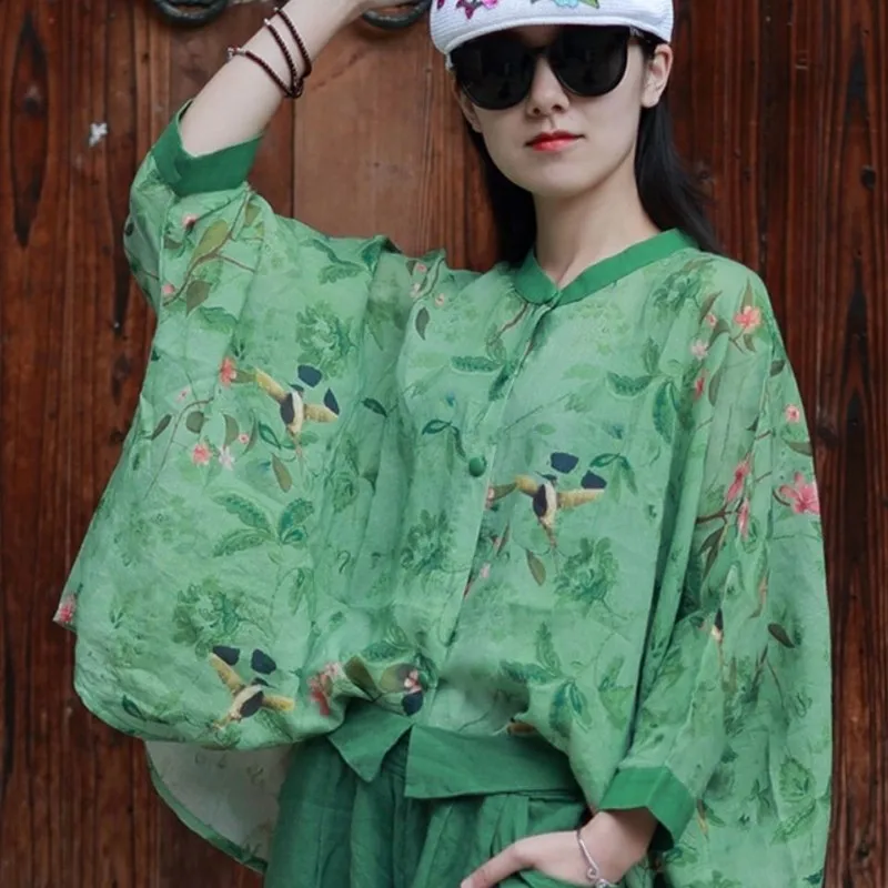 2022 New Arrival Spring/autumn Women O-neck Vintage Print Blouse Batwing Sleeve Cotton Linen Single Breasted Casual Shirts P295
2022 New Arrival Spring/autumn Women O-neck Vintage Print Blouse Batwing Sleeve Cotton Linen Single Breasted Casual Shirts P295