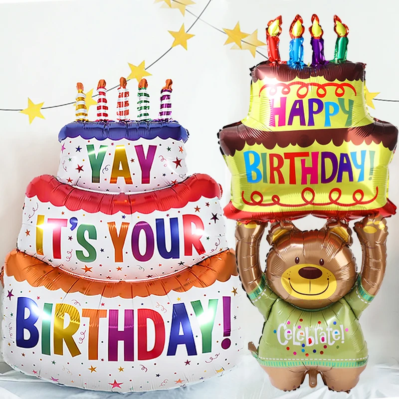 Large Happy Birthday Cake Balloons 3-Layer Color Candle Cartoon Bear Cake Aluminum Foil Balloon For Baby Shower Party Decoration
Large Happy Birthday Cake Balloons 3-Layer Color Candle Cartoon Bear Cake Aluminum Foil Balloon For Baby Shower Party Decoration