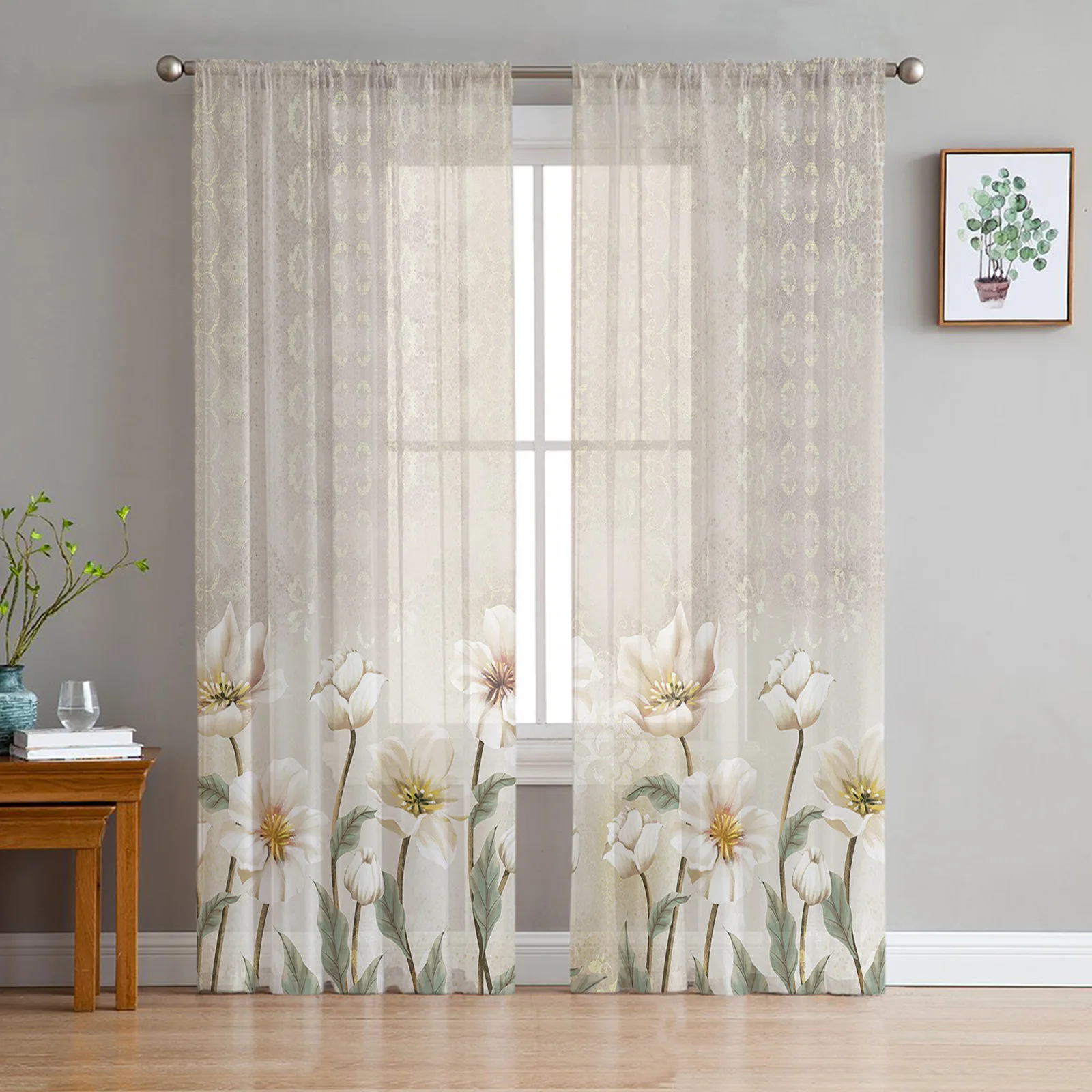 Vintage Flowers Sheer Curtains for Bedroom Living Room Decoration Window Curtain for Kitchen Tulle Voile Organza Drapes
Vintage Flowers Sheer Curtains for Bedroom Living Room Decoration Window Curtain for Kitchen Tulle Voile Organza Drapes