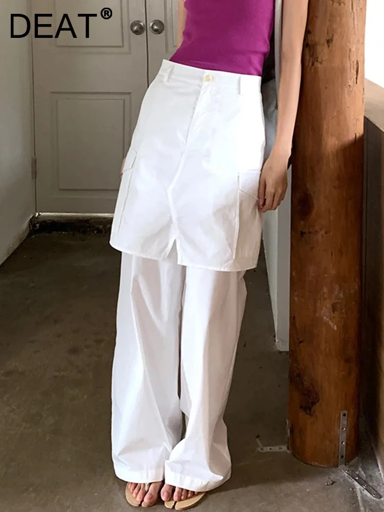 DEAT Fashion Women's Fake 2 Pcs Pants High Waist Big Pockets Loose Full-length Wide Leg Trouser Summer 2024 New Tide 7AB4281
DEAT Fashion Women's Fake 2 Pcs Pants High Waist Big Pockets Loose Full-length Wide Leg Trouser Summer 2024 New Tide 7AB4281