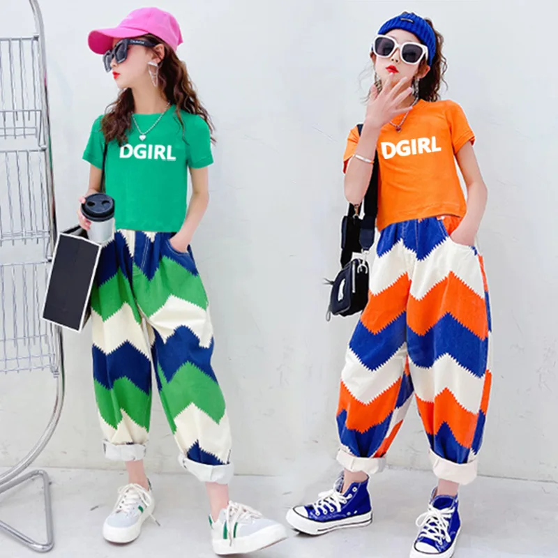 Summer Girls Cotton Wavy Contrast Alphabet Crop t-Shirt Tops+Loose Pant Work Set School Kids Tracksuit Child 2PCS Outfit 5-16Yrs
Summer Girls Cotton Wavy Contrast Alphabet Crop t-Shirt Tops+Loose Pant Work Set School Kids Tracksuit Child 2PCS Outfit 5-16Yrs
