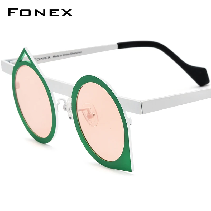 

FONEX Pure Titanium Sunglasses Men 2024 Colorful Retro Fashion Irregluar Polarized Sun Glasses for Women UV400 Shades F85801T