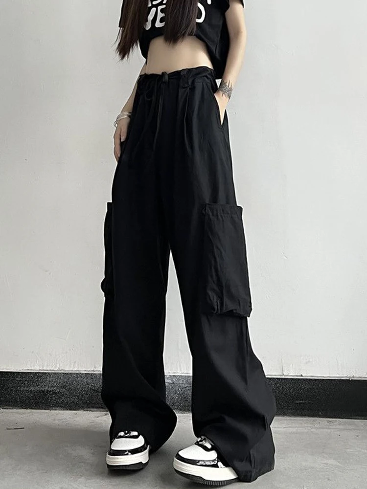 Zoki Streetwear Women Black Cargo Pants Fashion Hip Hop Lace Up Wide Leg Pants Summer Korean Loose Female High Waist Trousers
Zoki Streetwear Women Black Cargo Pants Fashion Hip Hop Lace Up Wide Leg Pants Summer Korean Loose Female High Waist Trousers