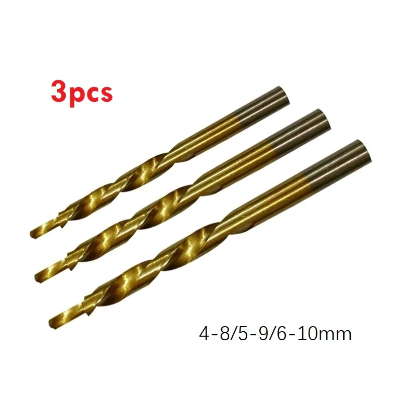 3pcs Coating Step Drill Bits-Plated Step Drill Bit For Woodworking Pocket Hole Jig 8-4/9-5/10-6mm
3pcs Coating Step Drill Bits-Plated Step Drill Bit For Woodworking Pocket Hole Jig 8-4/9-5/10-6mm