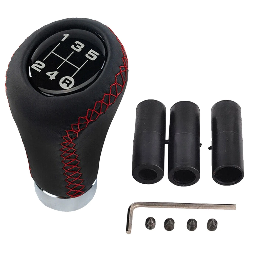 

5 Speed Leather Stick Shift Knob Car Gear Shifting Shifter Lever Knobs Head Fit for Most Manual Vehicle, Black