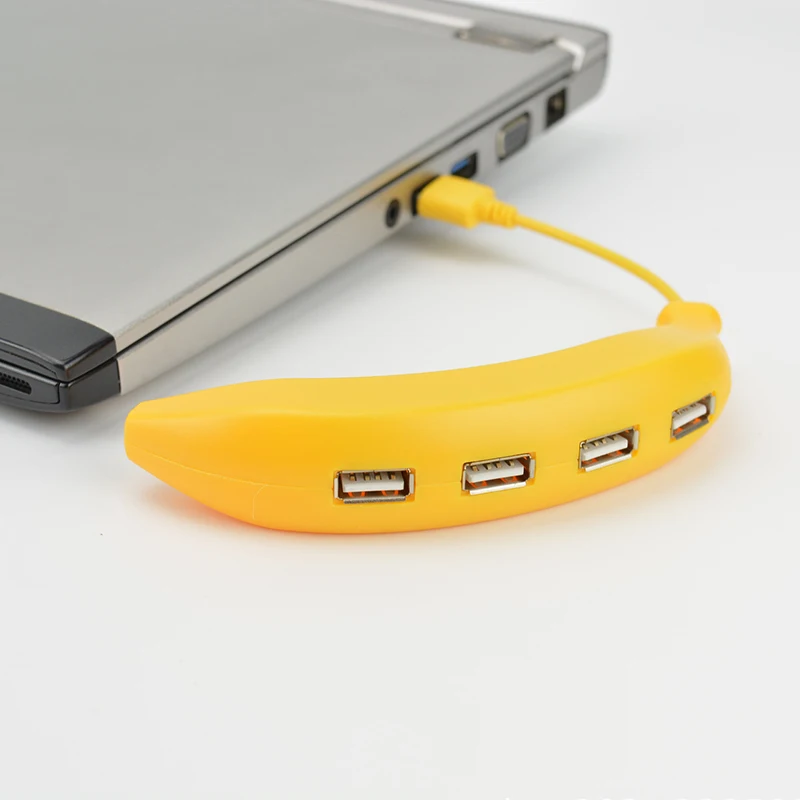 

Cute Banana USB HUB 4 Ports USB2.0 Cable Splitter High Speed Data Transmit Extend Converter Phone Charging Adapter Dock