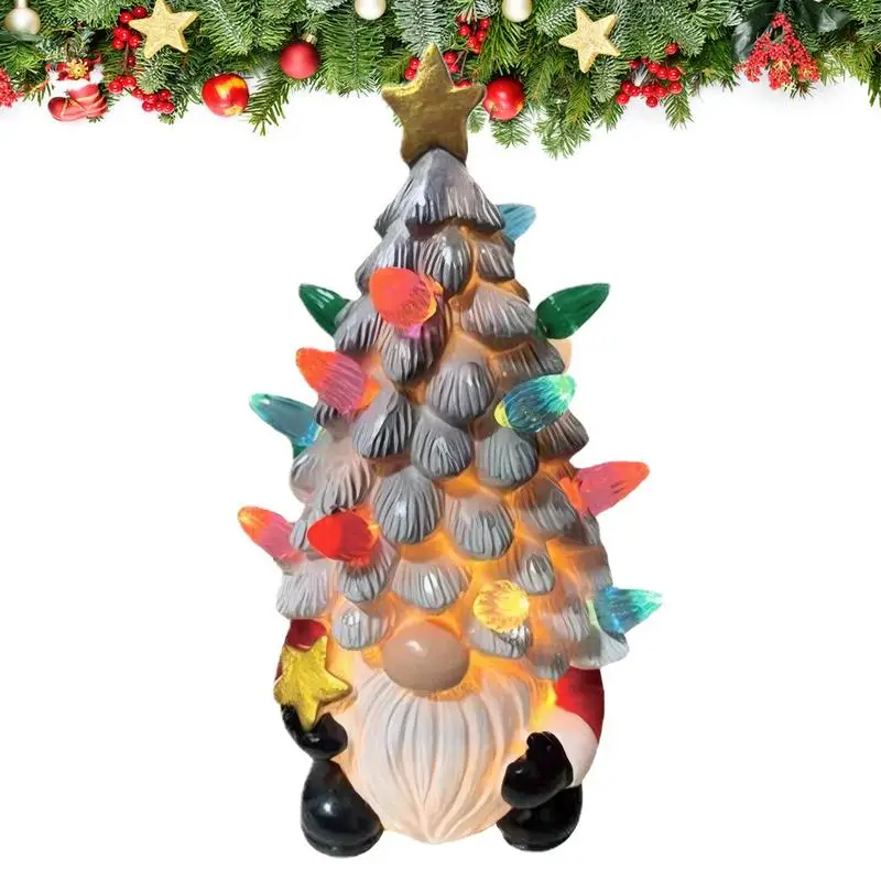 

Керамическая Рождественская елка гном без лица, кукла Рудольфа, Рождественская елка, огни, Рождественское украшение для дома, товары для украшения Гном