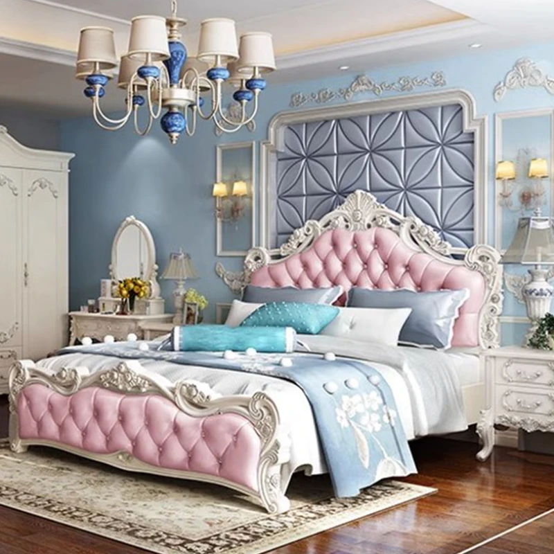 

Роскошная деревянная Скандинавская кровать, роскошная кровать большого размера, дешевая королевская кровать принцессы, современная кровать из искусственной кожи, свадебная мебель для дома