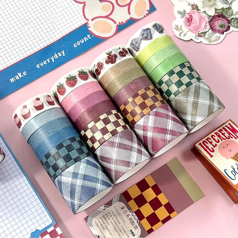 6Rolls Vintage Washi Tapes Stationery Grid Washitape Diary Journal Decorative Adhesive Tape Scrapbooking Supplies Washie Tape
6Rolls Vintage Washi Tapes Stationery Grid Washitape Diary Journal Decorative Adhesive Tape Scrapbooking Supplies Washie Tape