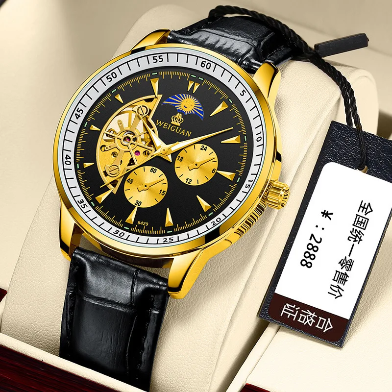

Mens Watches Luxury Brand Skeleton Automatic Mechanical Watch for Men Moon Phase Forsining Tourbillon Self Winding Clock Reloj