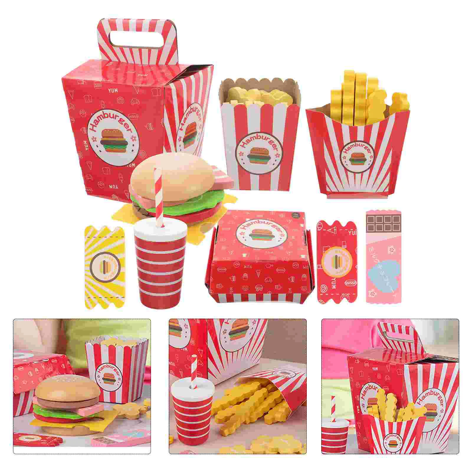 

Hamburger French Fries Combo Simulation Kids Cooking Toy Fast Food Children's Bread Accessories Playing House for Role Prop