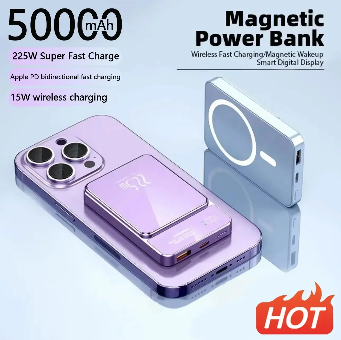 Power Bank 50000 MAh Wireless Magnetic Power Bank Magsafe Super Fast Charging Suitable For IPhone Xiaomi Samsung Huawei
Power Bank 50000 MAh Wireless Magnetic Power Bank Magsafe Super Fast Charging Suitable For IPhone Xiaomi Samsung Huawei