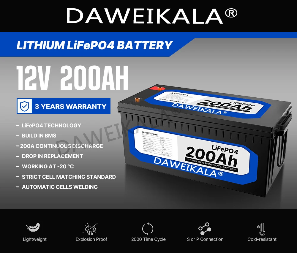 New12V 200Ah LiFePO4 Battery Lithium Iron Phosphate Battery Built-in BMS for Solar Power System RV House Trolling Motor Tax Free
New12V 200Ah LiFePO4 Battery Lithium Iron Phosphate Battery Built-in BMS for Solar Power System RV House Trolling Motor Tax Free