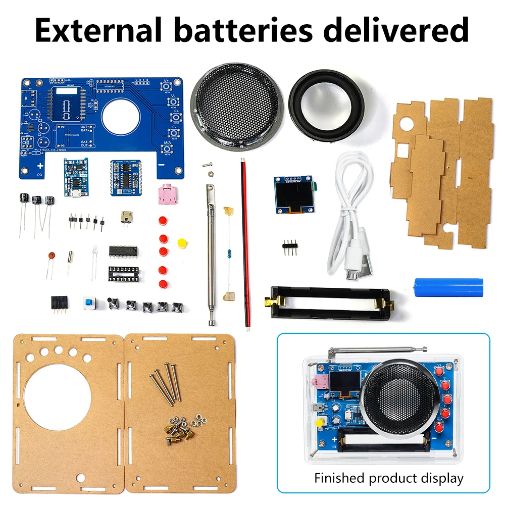 OLED Display Radio DIY Kit Rechargeable FM 87-108MHZ 18650 Lithium Battery Powered Circuit Board Soldering Electronic DIY Parts OLED Display Radio DIY Kit Rechargeable FM 87-108MHZ 18650 Lithium Battery Powered Circuit Board Soldering Electronic DIY Parts