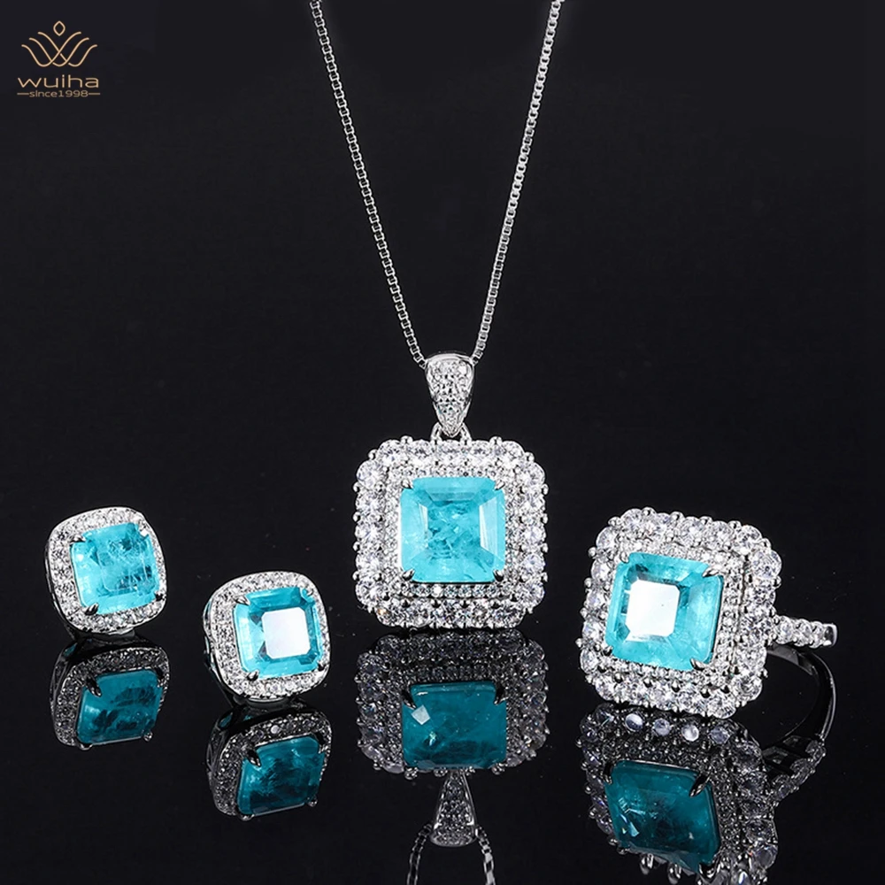 WUIHA 925 Sterling Silver 10*10MM Sapphire Faceted Gemstone Ring/Earrings/Pendant/Necklace Anniversary Jewelry Set Drop Shipping
WUIHA 925 Sterling Silver 10*10MM Sapphire Faceted Gemstone Ring/Earrings/Pendant/Necklace Anniversary Jewelry Set Drop Shipping